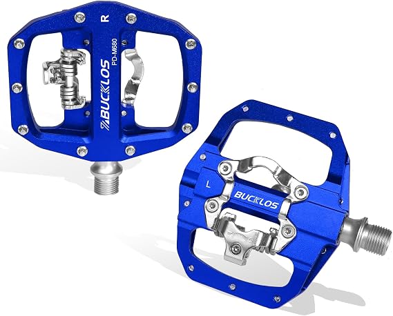 BUCKLOS Mountain Bike Pedals Clip Flat Combo Compatible with SPD Cleats