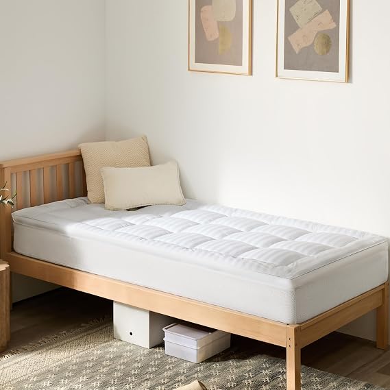 Mattress Pad Twin XL for Dorm Room, Cloud-Like Comfort - Soft Cotton Top