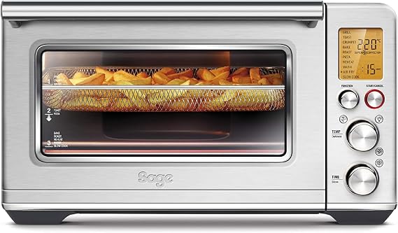 Sage The Smart Oven Air Fryer Mit Heissluftfrittier-Einstellung SOV860BSS Gebürstetes Edelstahl 22 L oven with hot air fryer 10 presets up to 230 °C 6-slice toaster pizza diameter 30 cm whole chicken