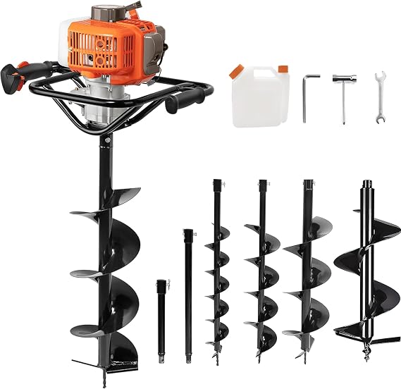 PROYAMA 54cc Post Hole Digger, Gas Powered Easy Start Earth Auger Digger