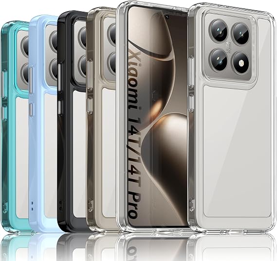 Case for Xiaomi 14T and Xiaomi 14T Pro, Transparent Acrylic Phone Case, Cover with TPU Frame, Clear