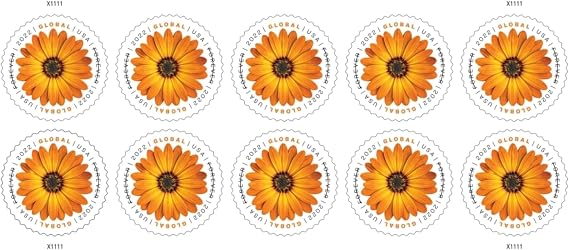 2022 Global Forever International Mail African Daisy Postage Stamps (1 Sheet, 10 Stamps)