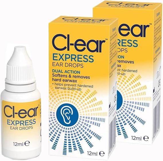 Cl-Ear Express Ear Drops, Dual Action Wax Removal, 12ml x 2 Pack