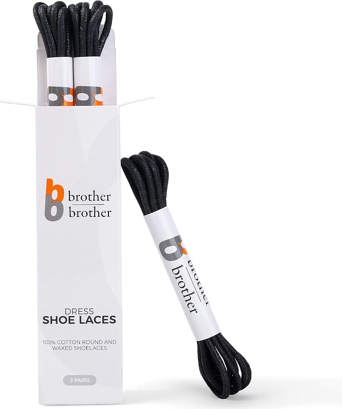 Dress Shoe Laces (3 Pairs) Round Waxed 100% Cotton Oxford Shoelaces