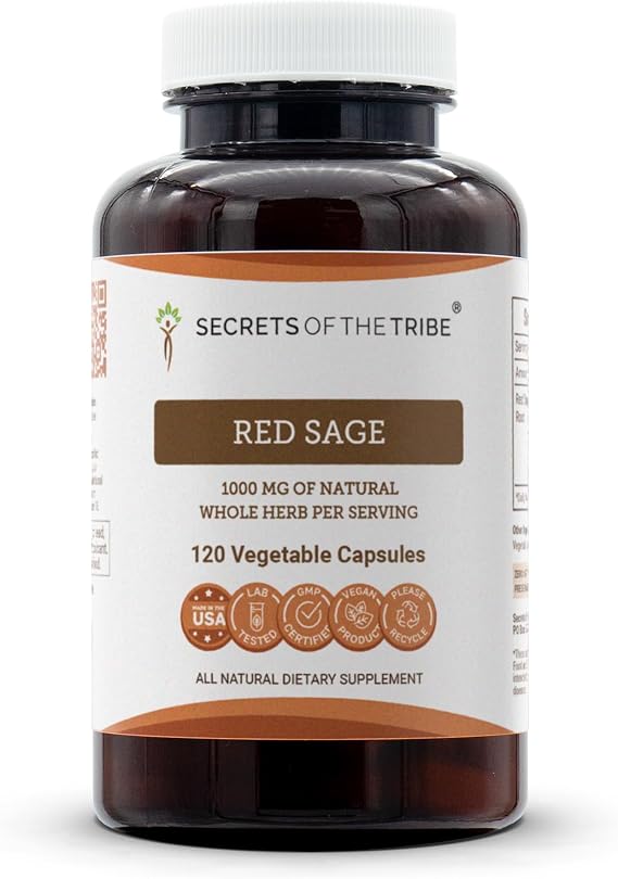 Secrets of the Tribe Red Sage 120 Capsules, 1000 mg, Red Sage (Dan Shen, Salvia Miltiorrhiza) Dried Root (120 Capsules)