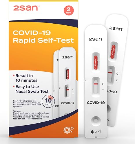 2San COVID-19 Home Test, Antigen Rapid Test, Results in 10 Minutes, FDA Cleared, Covid Test Kit at Home, Easy to Use Nasal Swab for Home (2 Pack)