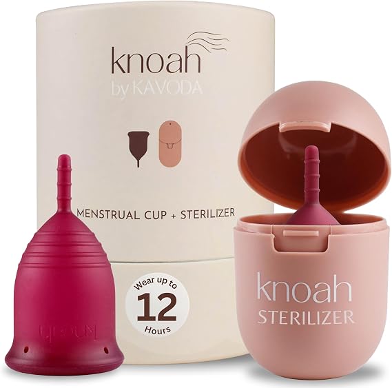 knoah Reusable Menstrual Cup with Sterilising Cup | Tampon, Pad, and Disc Alternative