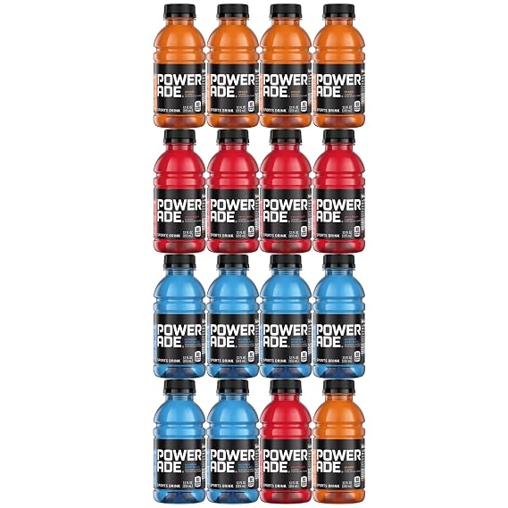 Power- ade Sports Drink Variety Pack | (16-Pack) | 3 Assorted Flavors : Orange, Mountain Berry Blast, Fruit punch | 12 oz