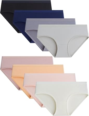 Adorel Teen Girls Underwear Cotton Panties Briefs Solid Color Pack of 8 Solid Color 13-14 Years Manufacturer Size L