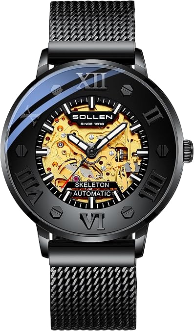 Mens Skeleton Automatic Watches,Dual-Sided Skeleton Mechanical Watch