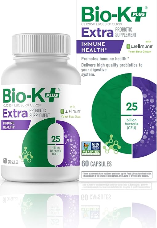 Bio-K+ Immune Health Probiotic, Wellmune, 25B CFU, Vegan, 60 Capsules