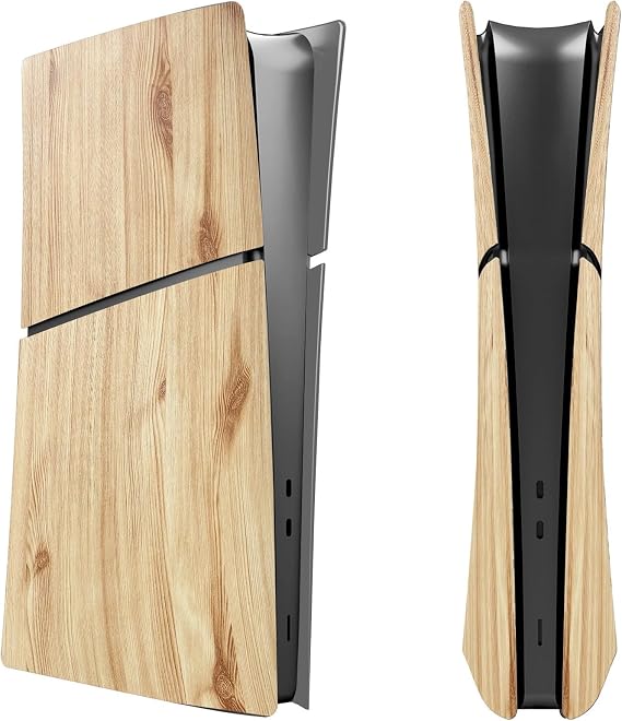 Slim Digital Edition Cover Plates for New PS5 Slim Console, Shell Panels Compatible with New PlayStation 5 Slim Accessories Protective Replacement Faceplate (Wood Grain)