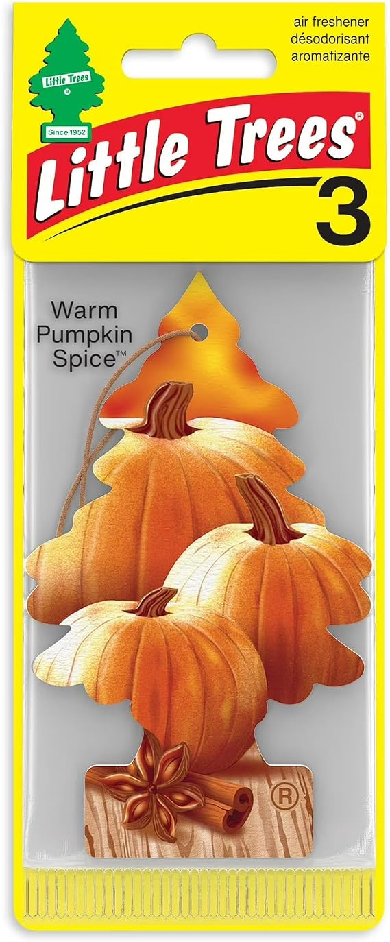 Little Trees Auto Air Freshener, Hanging Card, Warm Pumpkin Spice, 3 Pack