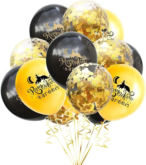 BinaryABC Eid Ramadan Kareem Latex Balloons,Eid Decorations,12 Inch,15Pcs