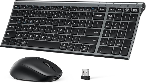 iClever DK05 Bluetooth Wireless Keyboard and Mouse Combo, Space Gray