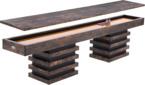 Barrington 12 Ft. Shuffleboard Table, Solid Wood, Storage Cabinets