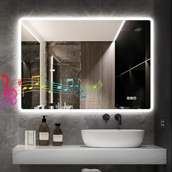 STARLEAD 24"x32" LED Bathroom Mirror with Bluetooth Speaker | 3 Color Temperature, Stepless Dimming, Anti-Fog, Touch Control, Vertical or Horizontal