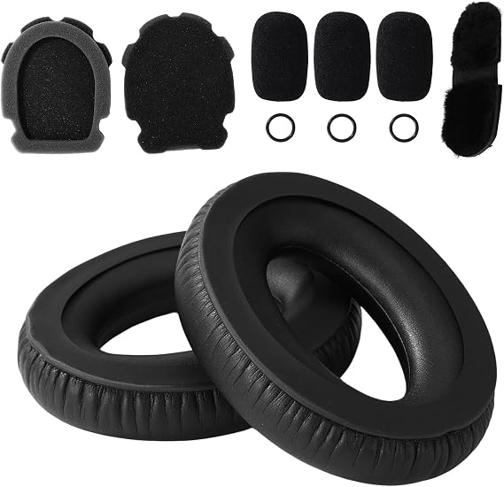 3pcs Microphone Windscreen Pop Filter Foam Covers Kit Headset Earpad Mic Refresh Accessories for Bose Aviation X A10 A20 Headphones, Replacement Earcups Ear Pads & Headband Cushion (Black)