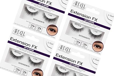 Ardell Lash Extension FX L Curl Lashes Lift & Define Eyelashes, Natural for Hooded Eyes, Reusable Eye Lash, 4 Pack