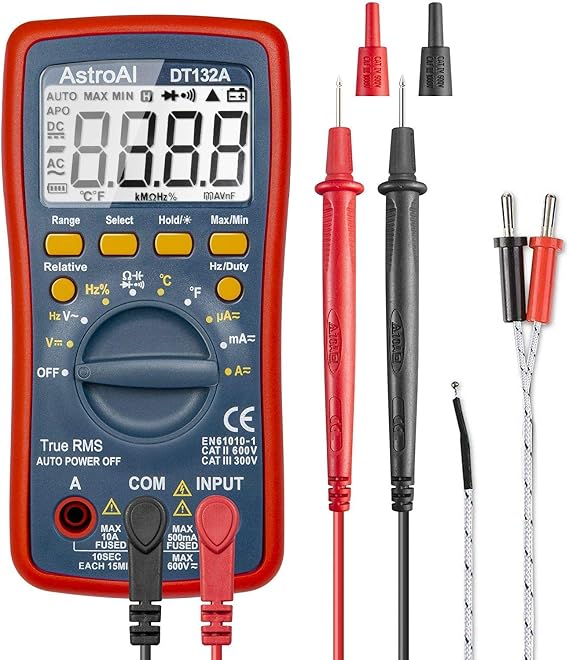 AstroAI Tester 4000 Count Digital Multimeter Circuit Tester Auto Range | AC/DC voltage AC/DC current resistance measurement frequency diode measurement conduction check temperature measurement