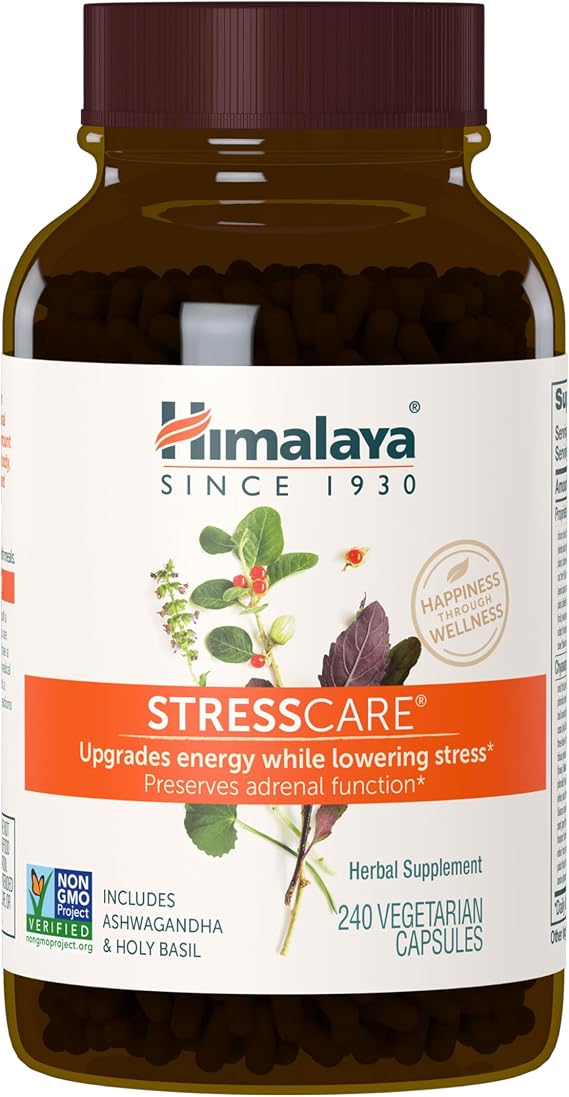 Himalaya StressCare Herbal Supplement, Supports Stress Relief, 240 Capsules | Ashwagandha & Holy Basil Herbal Supplement for Energy, Relaxation, Focus & Occasional Sleeplessness, Non-GMO, Vegetarian