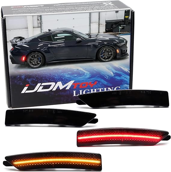 iJDMTOY LED Front/Rear Side Marker Lights For Ford 2024-up Mustang