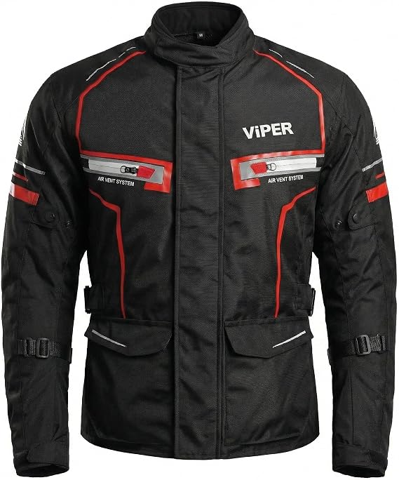 ViPER Speed 10 Motorcycle Jacket – CE Approved Waterproof Textile Motorbike Jacket, Lightweight Breathable Armoured Riding Gear, High Visibility All-Season Racing Jacket