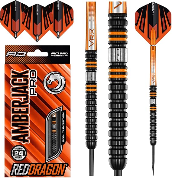RED DRAGON Amberjack Pro Series Premium Tungsten Darts Set with Flights and Stems