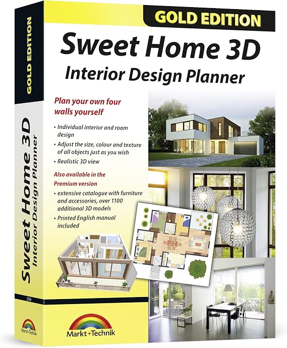 Sweet Home 3D - Interior Design Planner with an additional 1100 3D models and a printed manual, ideal for architects and planners - for Windows 11-10-8-7-Vista-XP & MAC