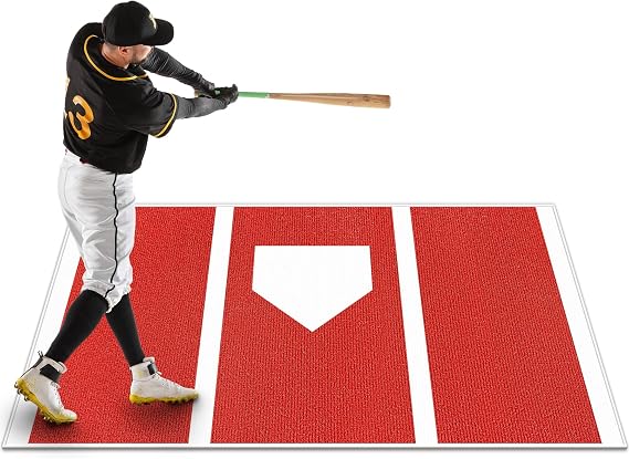 6 x 4 FT Baseball Hitting Mat, Portable Batting Mat with Home Plate