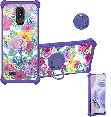 Case Compatible for Brondi Amico VERO 4G Phone Case Cover [with Tempered Glass Screen Protector][Hard PC  Soft Silicone][Ring Support] [Colorful Reflect Light] IMDZ-HUA1