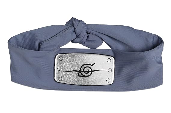 Bioworld Naruto Headband Naruto Shippuden Leaf Village Sasuke Uchiha Costume Anime Accessories For Men and Women Grey Headband
