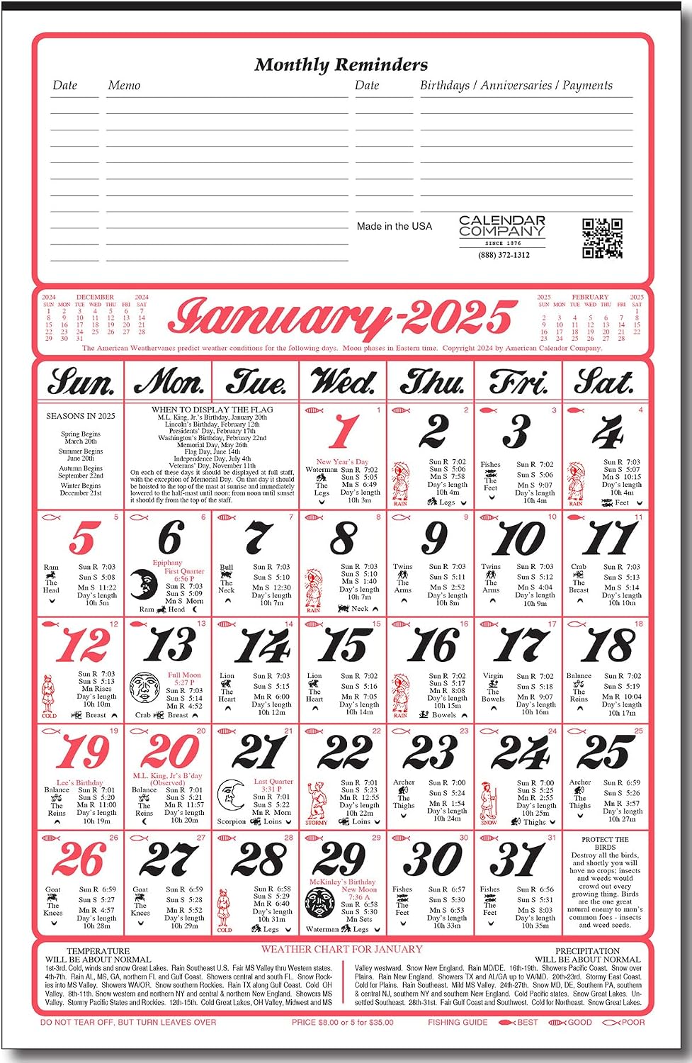Calendar Company 2025 America's Original Almanac Calendar