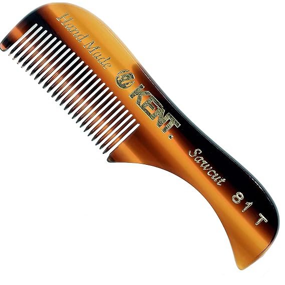 KENT 81T Handmade Beard Mustache Comb - Extra Small. Mini Fine Toothed Beard and Moustache Combs Pocket Size for Facial Hair Grooming. Hand-Made Saw-Cut & Polished,Made In England