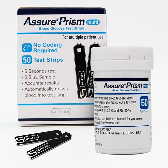 Assure Prism Multi Blood Glucose Test Strips 0.5 Microliter Sample Size, Accurate & Fast 5-Second Results, Compatible with Assure Prism Multi Glucose Monitoring System, 50 Count