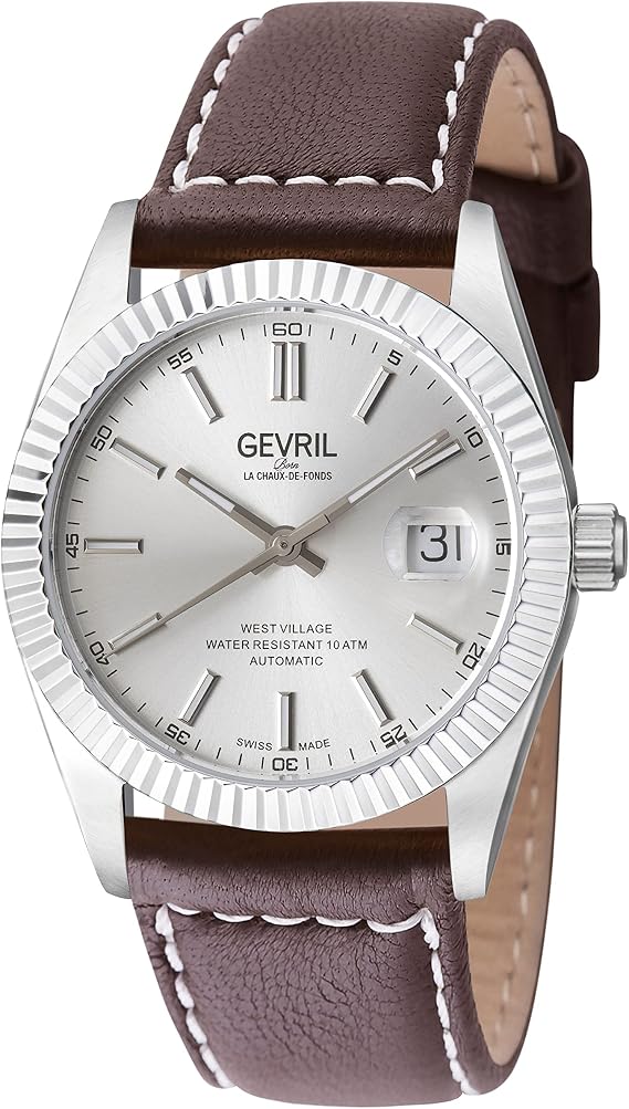 Gevril Men's West Village Automatic Watch, Genuine Italian Leather Strap