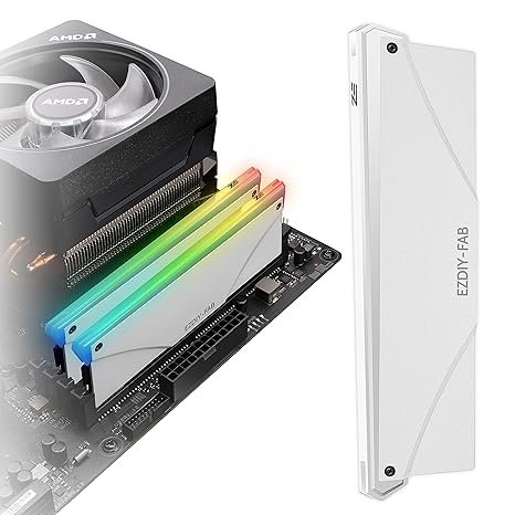 EZDIY-FAB 5V ARGB Memory RAM Cooler DDR Heatsink for DIY PC Game MOD DDR3 DDR4- White-1 Pack