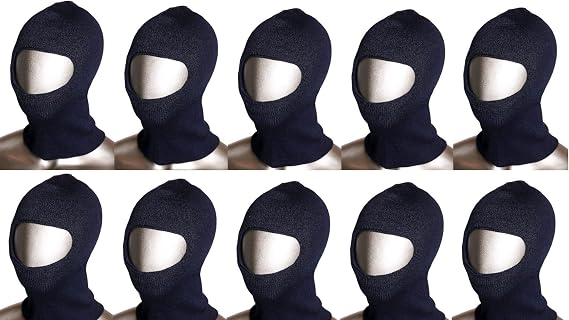 Homiegear's 1-Hole Black Balaclava Ski Mask for Ultimate Cold Weather Protection - Unisex, Windproof, and Breathable - Ideal for Skiing, Snowboarding, and More - Pack of 10