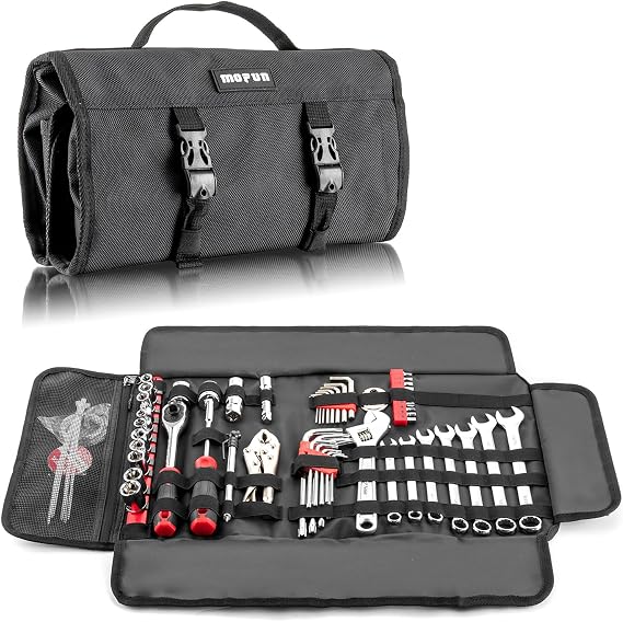 Mofun Motorcycle Tool Kit Universal with Roll Pouch Fit for Motorcycles