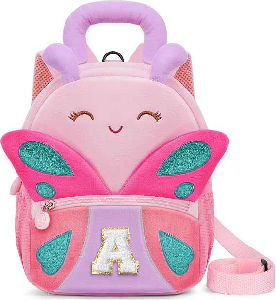 YOOLIFE Gifts For Grandkids Initial Birthday Gifts for Girls Kids Backpack for Little Girls Kindergarten Elementary School Bookbag for Girl Toddler Gift for Daughter Pink Backpack A