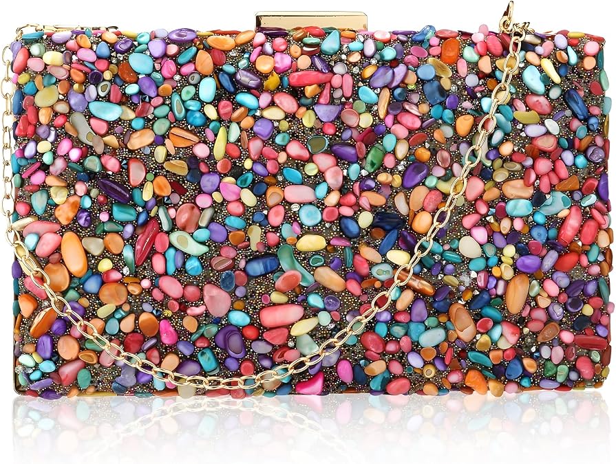 Women's Evening bags Acrylic Stone Clutch Purse for Women Crossbody Shoulder Handbags with Detachable Chains