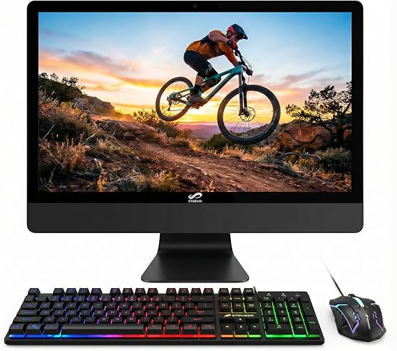 STGSivir All in One Computer PC,22" FHD Display,Core i5,16G RAM,512G SSD | All in One Desktop Computer,WiFi,BT 5.0,RGB Keyboard,Mouse,Webcam,HDMI,Win11 Home,AIO for Home,Office