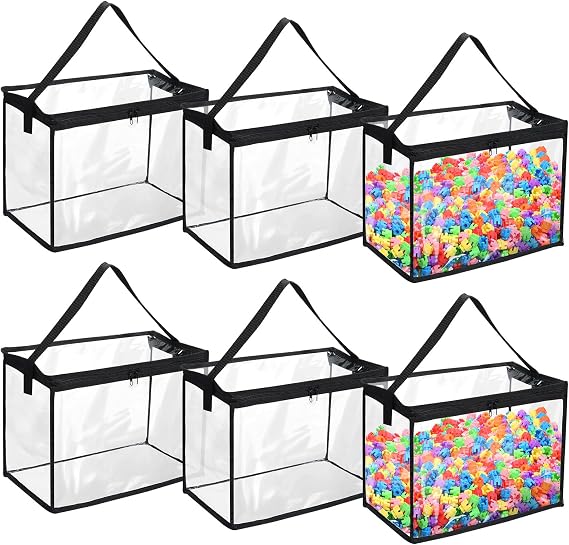 6 Pcs Toy Storage Bags with Zipper Large Clear PVC Organizing Bags