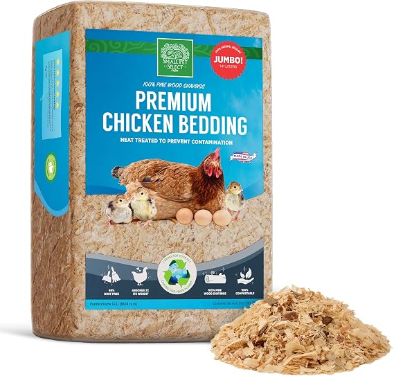 Small Pet Select Pine Shavings Chicken Bedding, Chicken Coop Bedding, Wood Shavings, Great for Hen Nesting Boxes and Chick Brooders, 141L