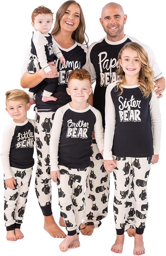 Lazy One Matching Family Pajama Sets for Adults, Kids, and Baby Family Bear