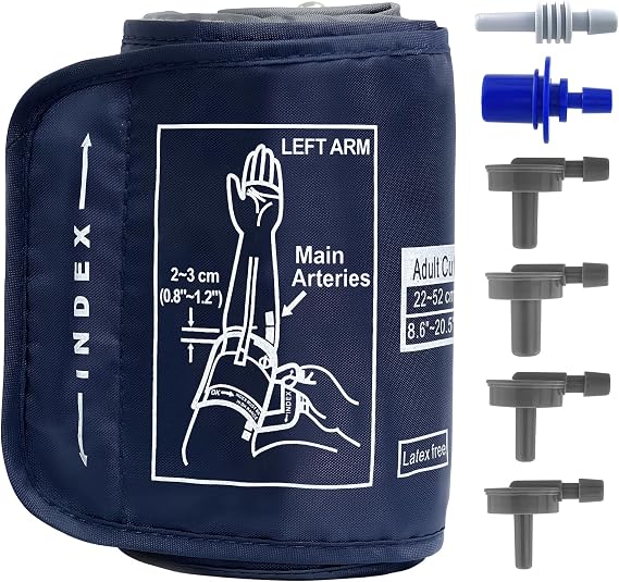 22-52CM Blood Pressure Cuff for Omron, Blood Pressure Monitors Large Cuff | Adjustable XL Cuff Compatible with Other BP Monitors for Adult with Big Arms Women Men, 6 Connectors (BP Cuff Included Only)