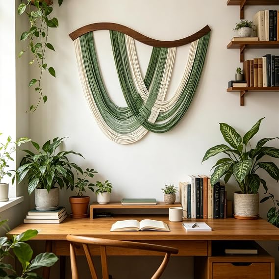 Large Macrame Wall Hanging, Boho Tapestry Woven Decor, 31.5 x 23.5"