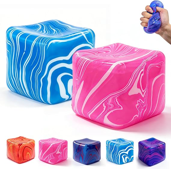 2 Pack Stress Relief Squishy Toys Cube, 2.2 Inch Squishy Cube Stress Relief Blocks for Adults, Stress Cube Suitable for Calming StudentsAnxiety Relief Squeeze Toys, Classroom Reward Toys
