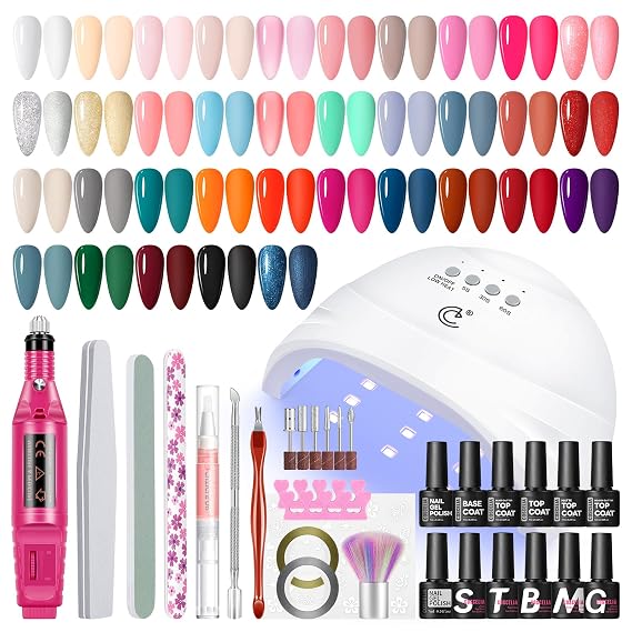COSCELIA 40pcs Fall Gel Nail Polish Set and Gel Nail Polish Kit with U V light and Drill Starter Kit