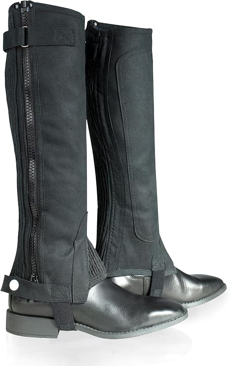 HORZE Amara Equestrian Half Chaps Kids, Faux Leather Half Chaps for Kids